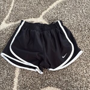 Nike Black and White Athletic Shorts with Curved Hem